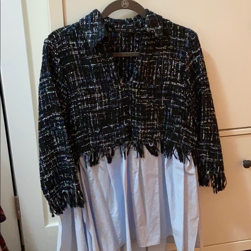 Zara Tweed Tunic Blouse